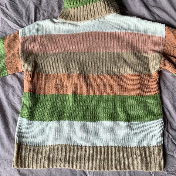 Lulu’s Wake Me Up Taupe Multi Stripe Turtleneck - Picture 6 of 13